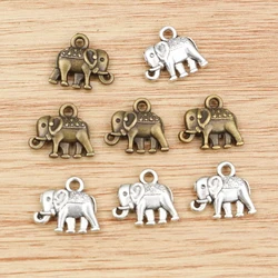 10pcs 13x12mm Charms double sided elephant Tibetan Silver Plated Pendants Antique Jewelry Making DIY Handmade Craft