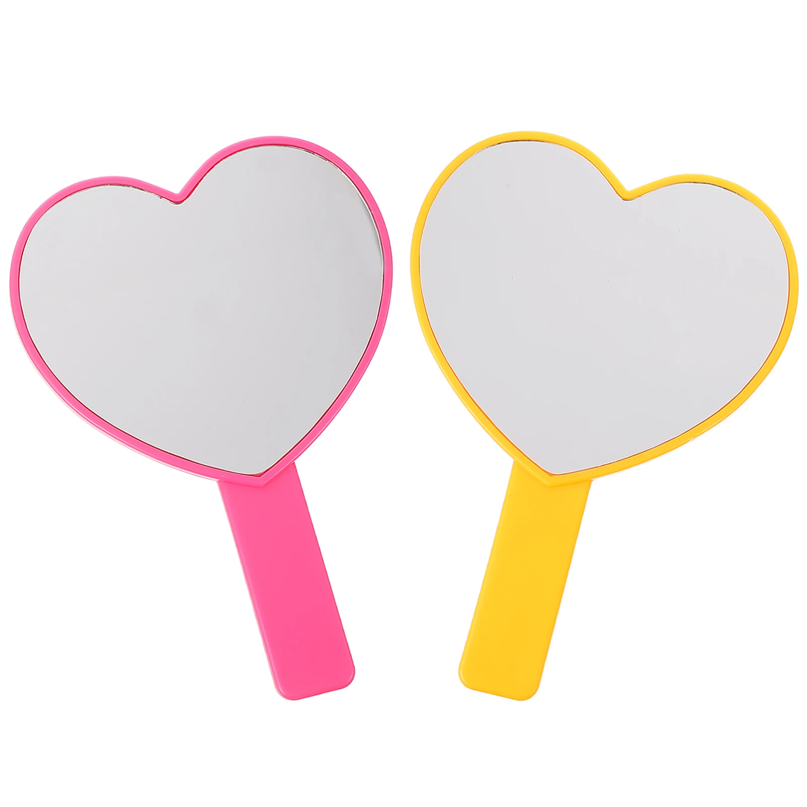 

2 pcs Heart Handle Portable Handheld Makeup Vanity Lightweight Compact for Travel Home Gift Teen Portable Mirror Woman