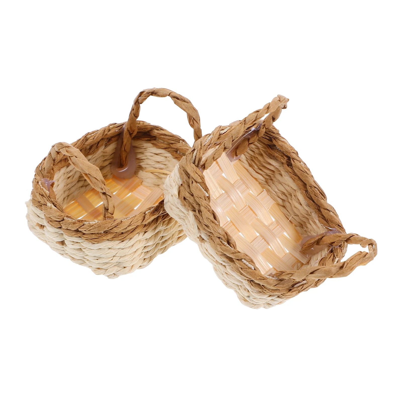 

2pcs Raffia Small Woven Baskets Mini Flower Basket with Handle Decorative Storage Baskets Home Garden Party Wedding Photo Prop
