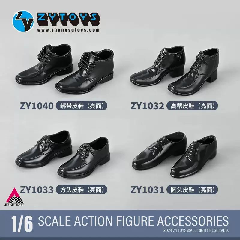 

ZYTOYS ZY1031 ZY1032 ZY1033 ZY1040 1/6 Male Leather Shoes Black Round Toe/High Top Shoes Model for 12" Action Figure Soldier