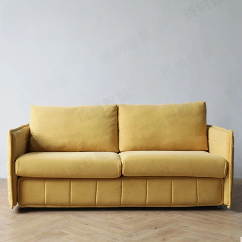 Multifunctional Sofa Bed Fabric Three-person Living Room Sofa Fabric Small Apartment Push-pull Bed