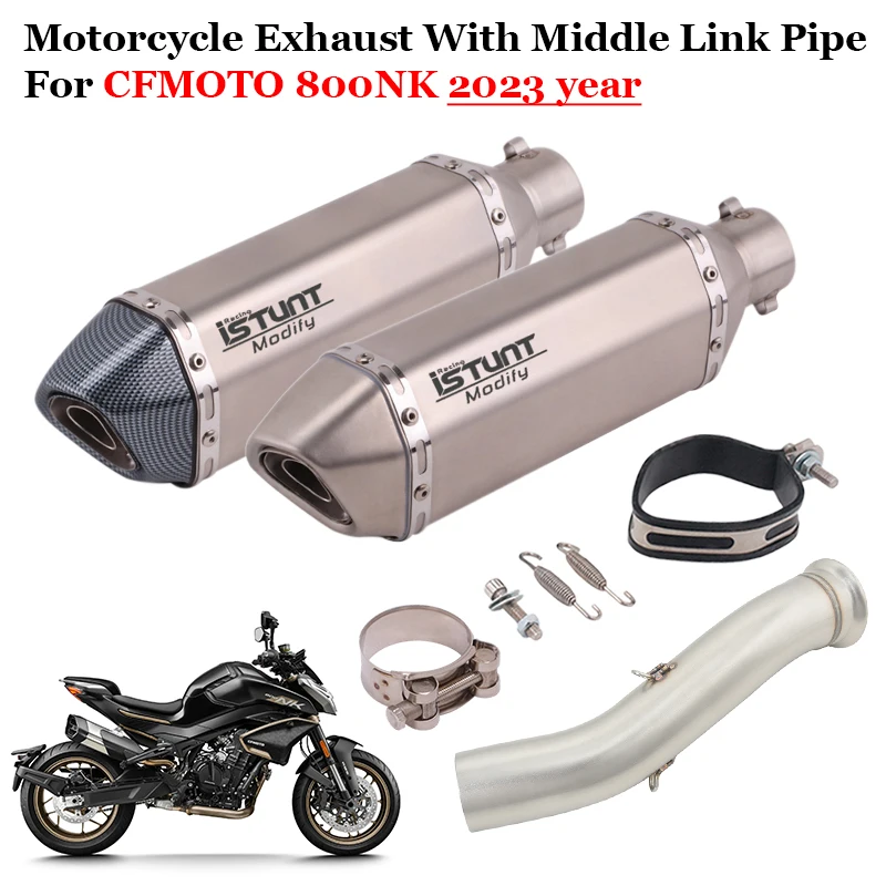 

Slip On For CFMOTO 800NK NK800 NK 800 2023 Motorcycle Exhaust System Escape Muffler Removable DB Killer With Middle Link Pipe
