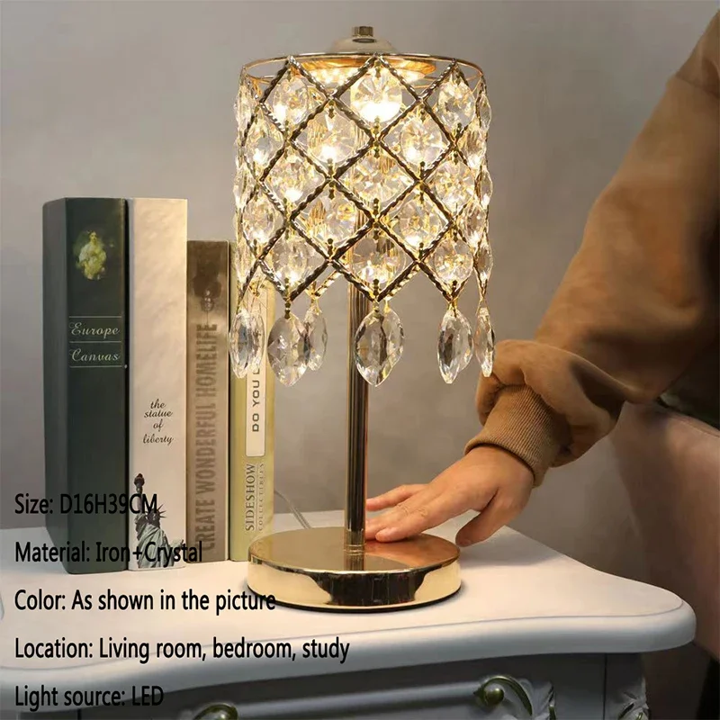 SOFITY Contemporary Crystal Table Lamp LED Simple Creative Bedside Desk Light for Home Living Room Bedroom Decor