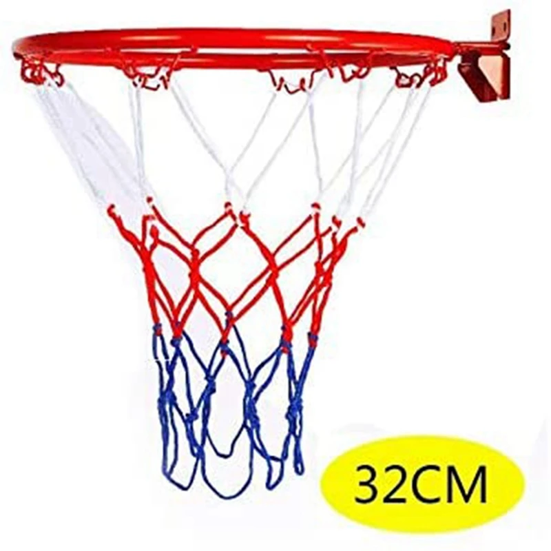 3 Pcs 32Cm Wall Mounted Basketball Hoop Netting Metal Rim Hanging Basket-Ball Wall Rim With Screws Indoor Outdoor Sport