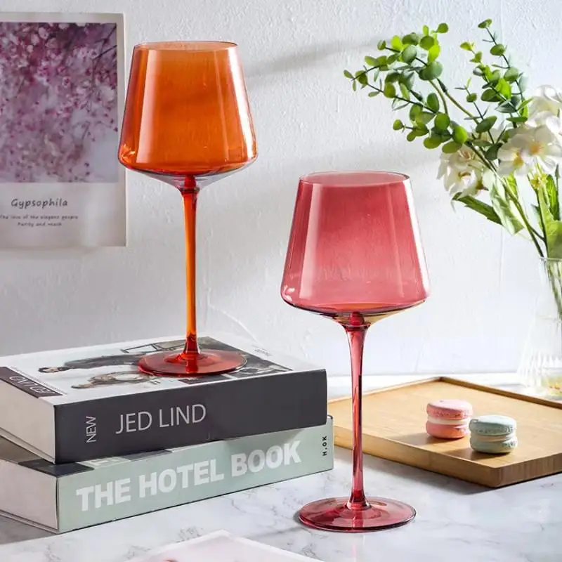 

Colorful Stemmed Glass Creative Spray Wine Cup Burgundy Red Wine Goblet Banquet Bar Glassware