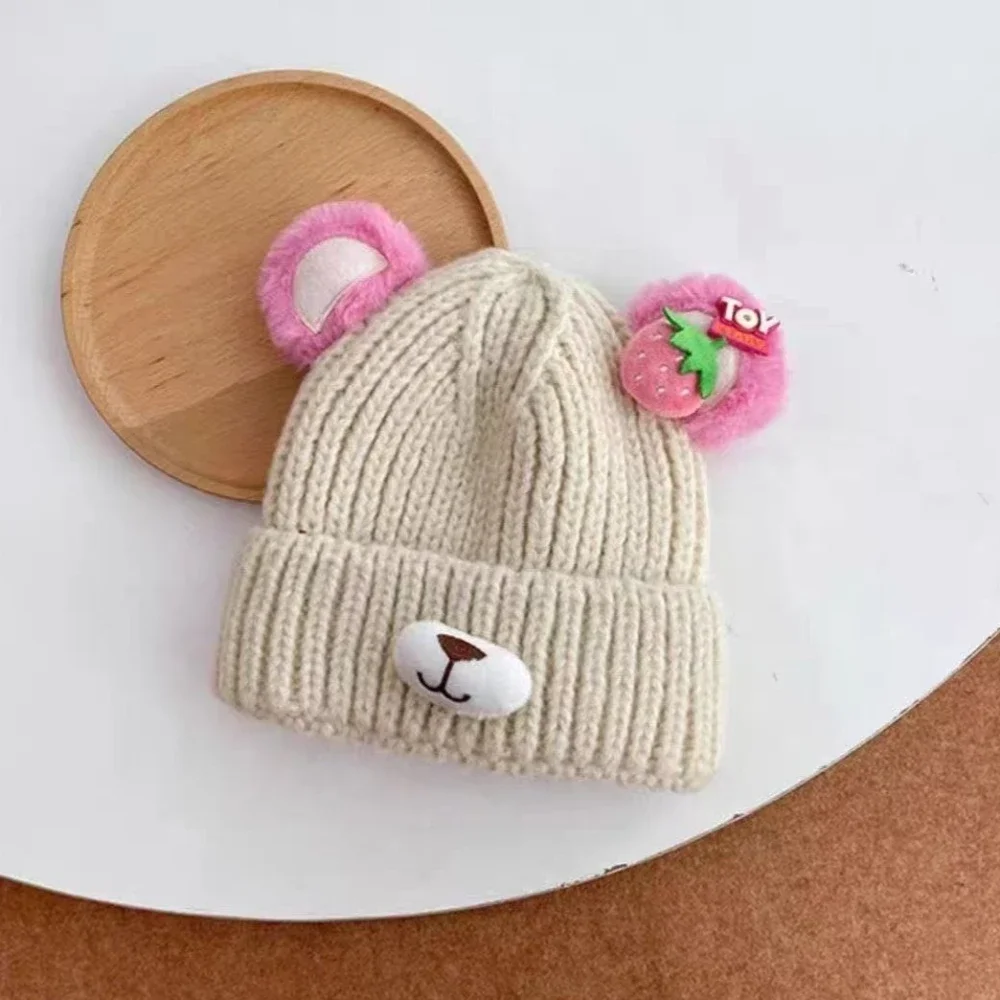 قبعة شتوية للفتيات الصغيرات - زخارف أذن الدب الكرتوني، غطاء رأس ناعم ودافئ، فستان هدايا عيد الميلاد #6
