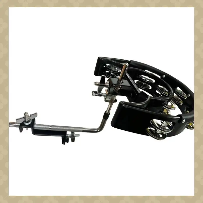 

ABST Hi Hat Tambourine Drum Set With Connection Clamp Multifunctional Hand Bell Rattle Double Row Bells Musical Instrument