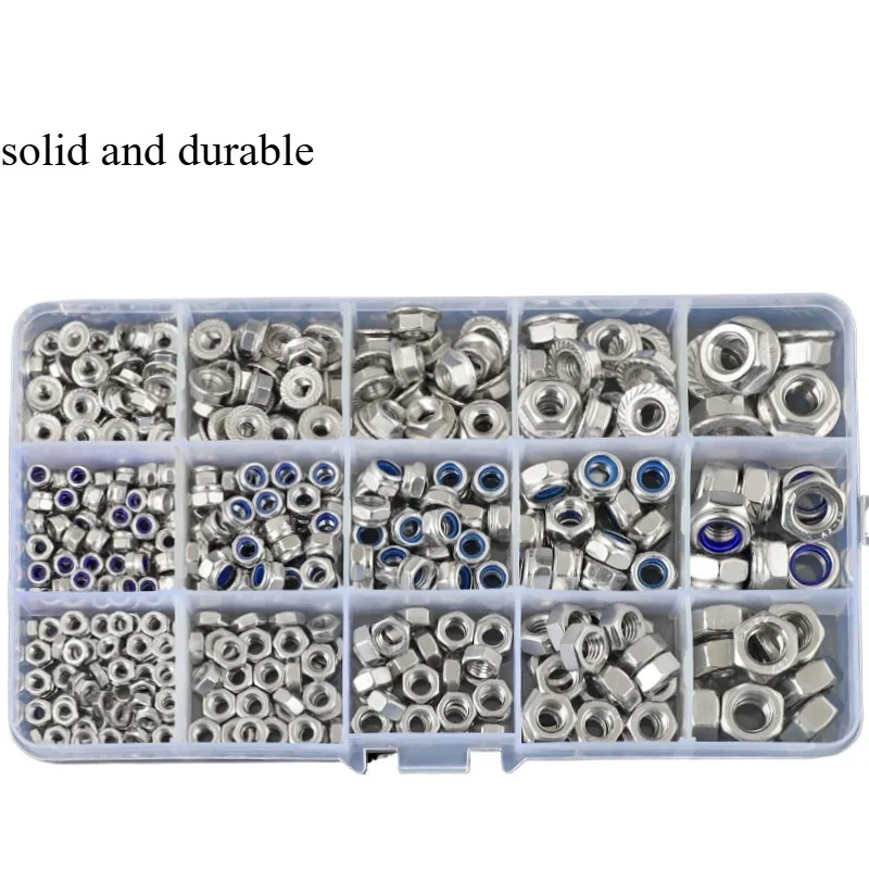 304 stainless steel hexagonal nuts, non-slip flange nuts, flat gasket set