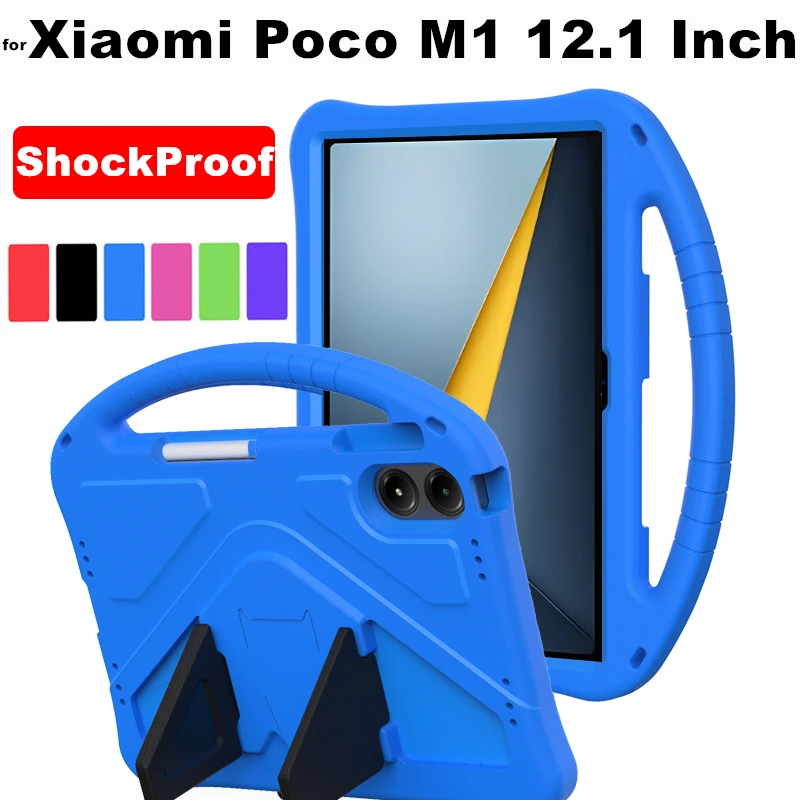 

for Xiaomi Poco M1 12.1 Inch 2025 Android Tablet Shockproof EVA Cover Shell Stand Casing Kids Friendly Portable Handle Case
