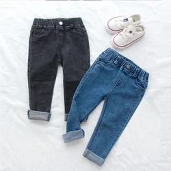 Boys and Girls' Jeans Autumn and Winter New Children's Warm Plush Thickened Pants Children's Wear Baby Casual Pants