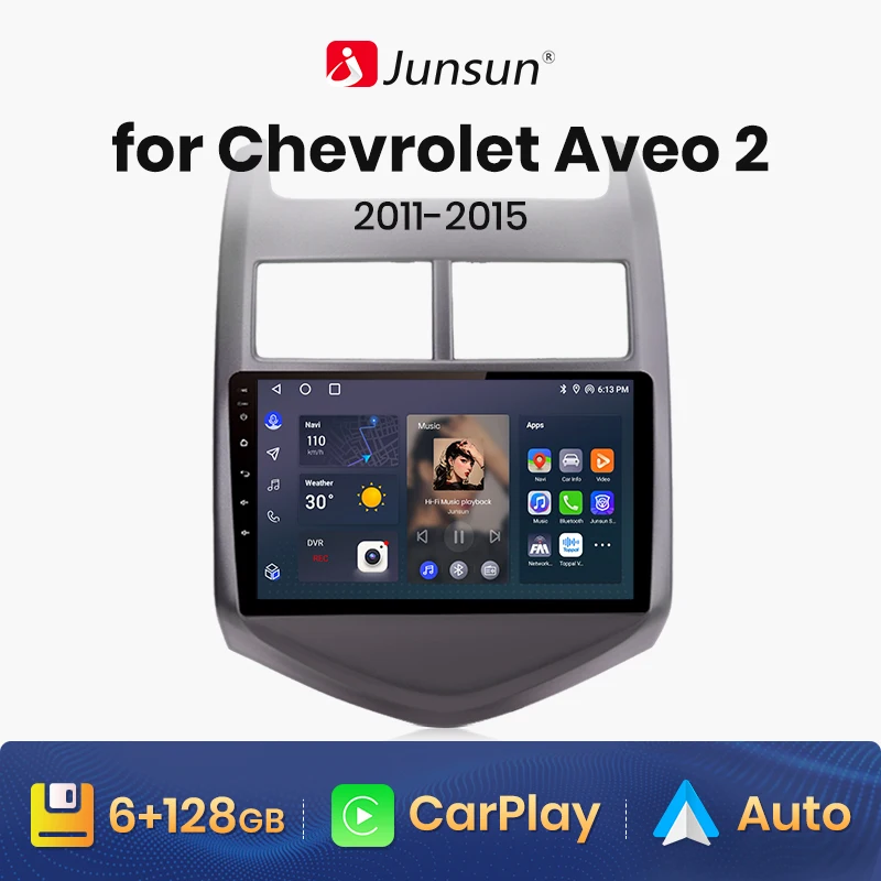 Junsun V1 AI Voice Wireless CarPlay Android Auto Radio for Chevrolet Aveo 2 2011-2015 4G Car Multimedia GPS 2din autoradio