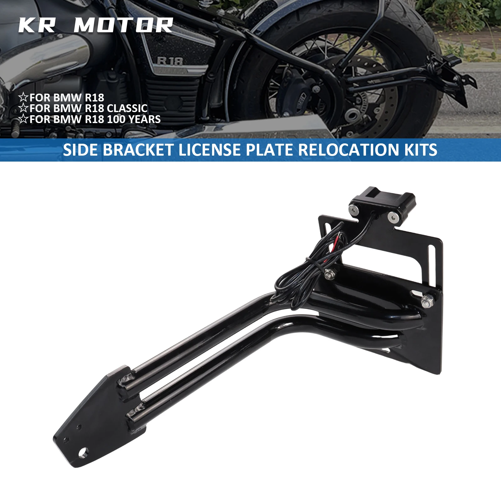 

Motorcycle Side Bracket License Plate Relocation Kits Rock Bob Style Fits For BMW R18 R18 100 Years R18 Classic R 18 2020-2023