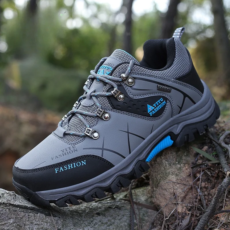 New Leather Sneakers Breathable Men Casual Shoes Comfortable Walking Shoes Non-Slip Outdoors Hiking Shoes Fashion