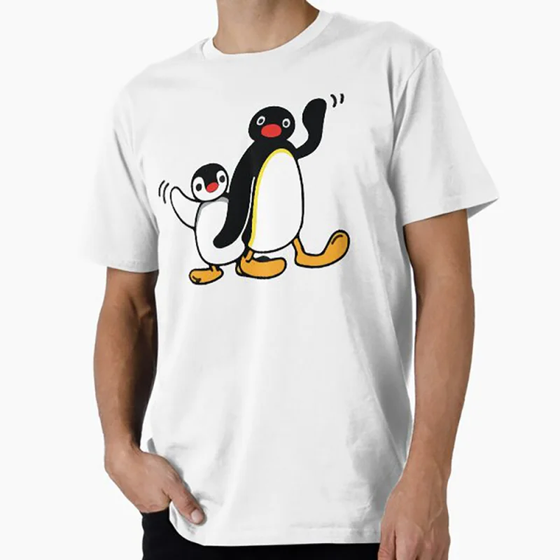 

0330 Noot Noot Pingu Meme Gift t shirt for men Funny cartoon Graphic Clothes 100% cotton printed Y2K clothing Large size tee