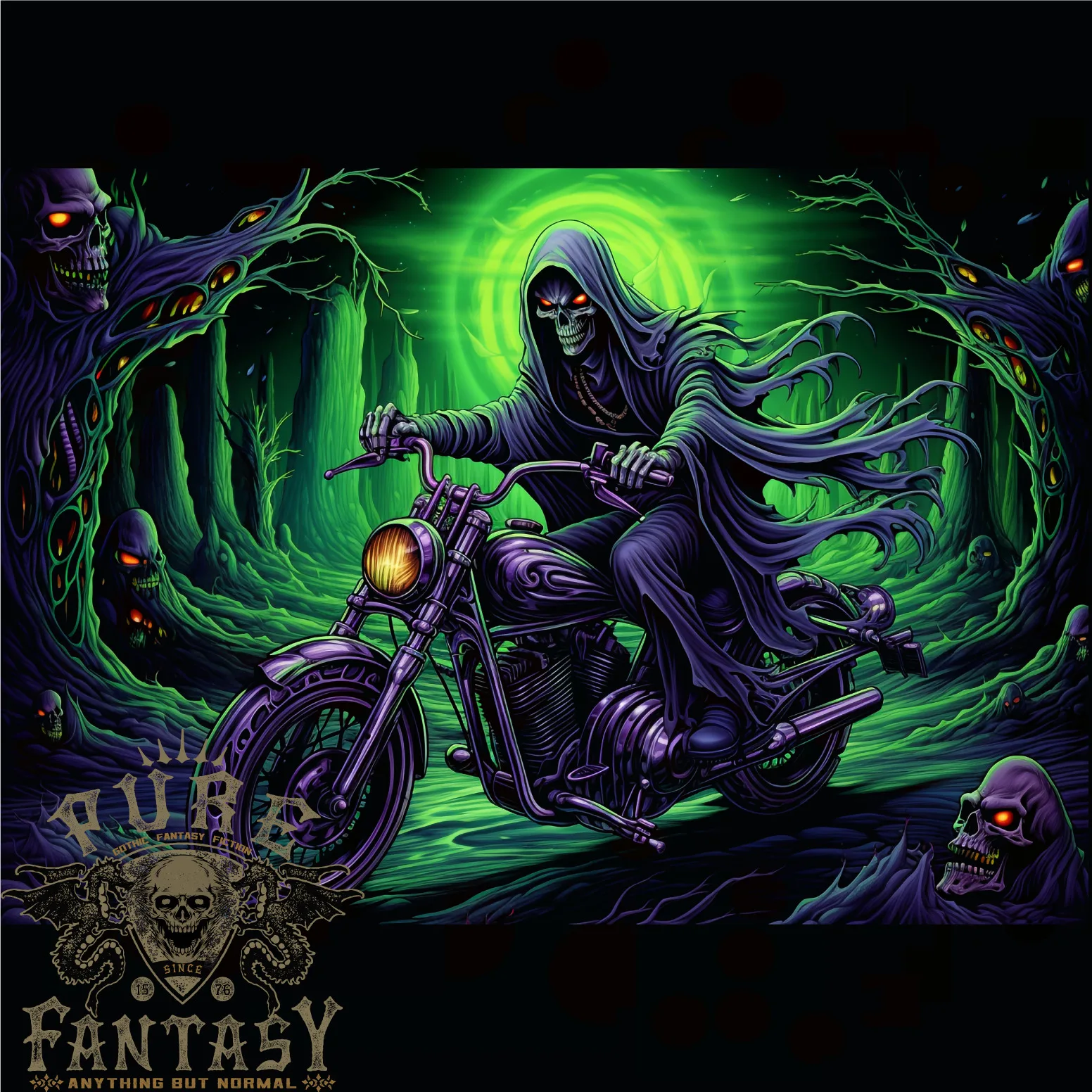

Skull Biker Motorcycle Motorbike Grim Reaper 11 Mens T-Shirt 100% Cotton