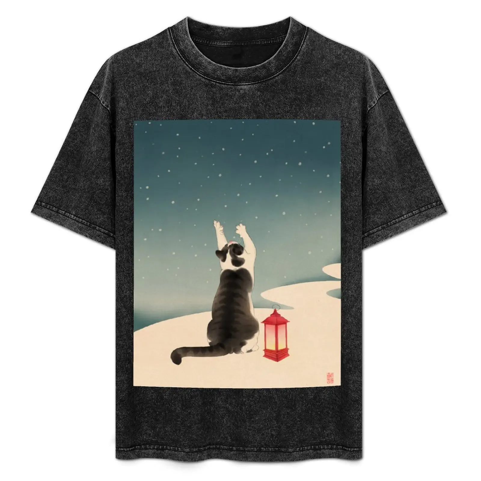 

Cat Catching Snow T-Shirt t shirt man designer funny t shirts cotton anime tshirt man t shirts for men T-Shirt