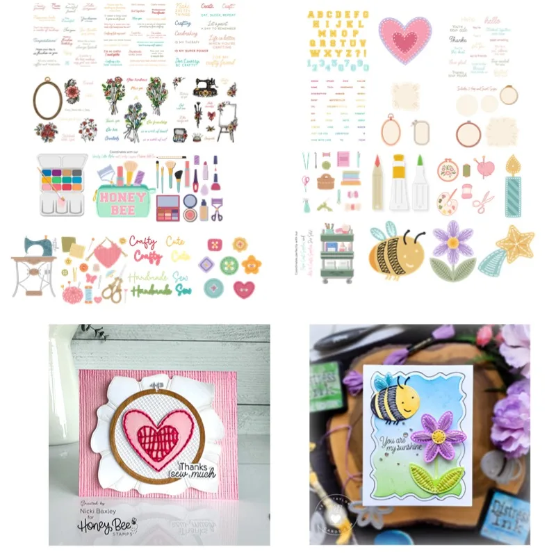 Stencil Crafty Friends Love Sew Glad Floral Easel Zipper Bag Makeup Antique Metal Cutting Die Stamp Scrapbook Photo Album DIY