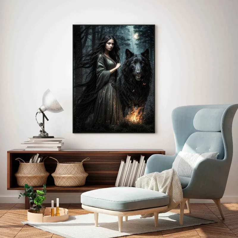 House of Goddesses Canvas Wall Art Enchanted Forest Athena Morana Freya Mystical Art Print Home Decor Fantasy Mythology Gift