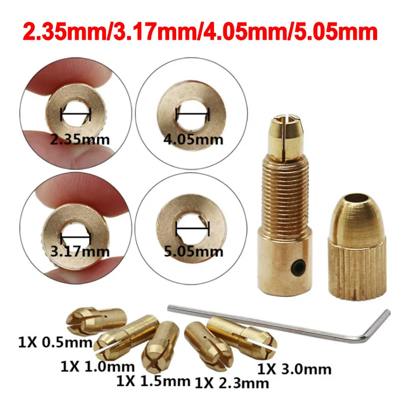 7Pcs  Mini Drilling Tool Drill Folder Copper Cap For Rotary Power Tools0.5-3mm Electric Drill Bit Kit Chuck Adapter Collet