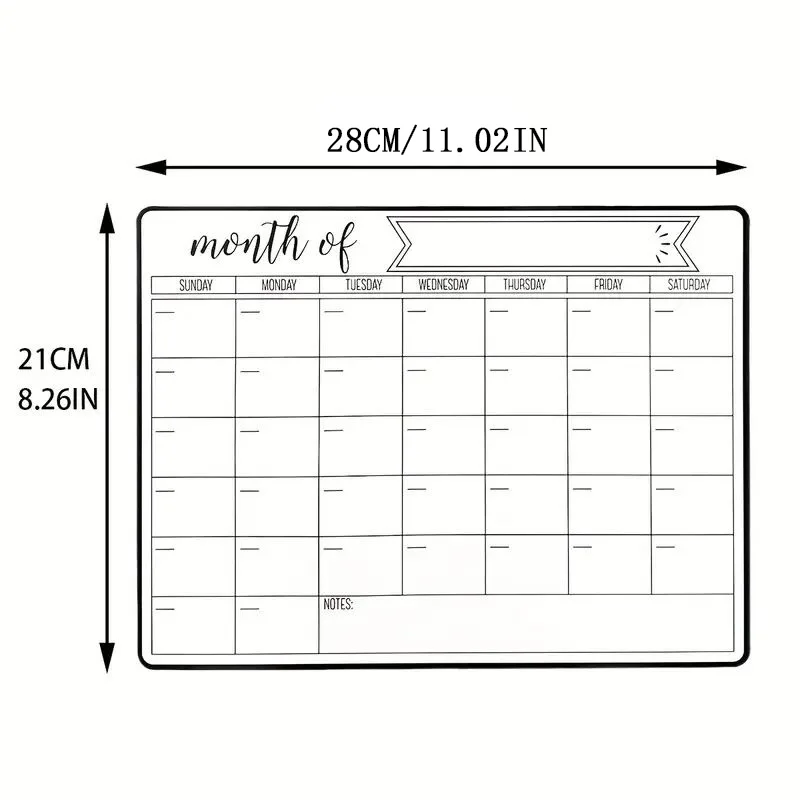 28x21 Inch Magnetic Monthly Planner Whiteboard, The Ultimate Tool for Organization with Large Writing Surface and Notes Area