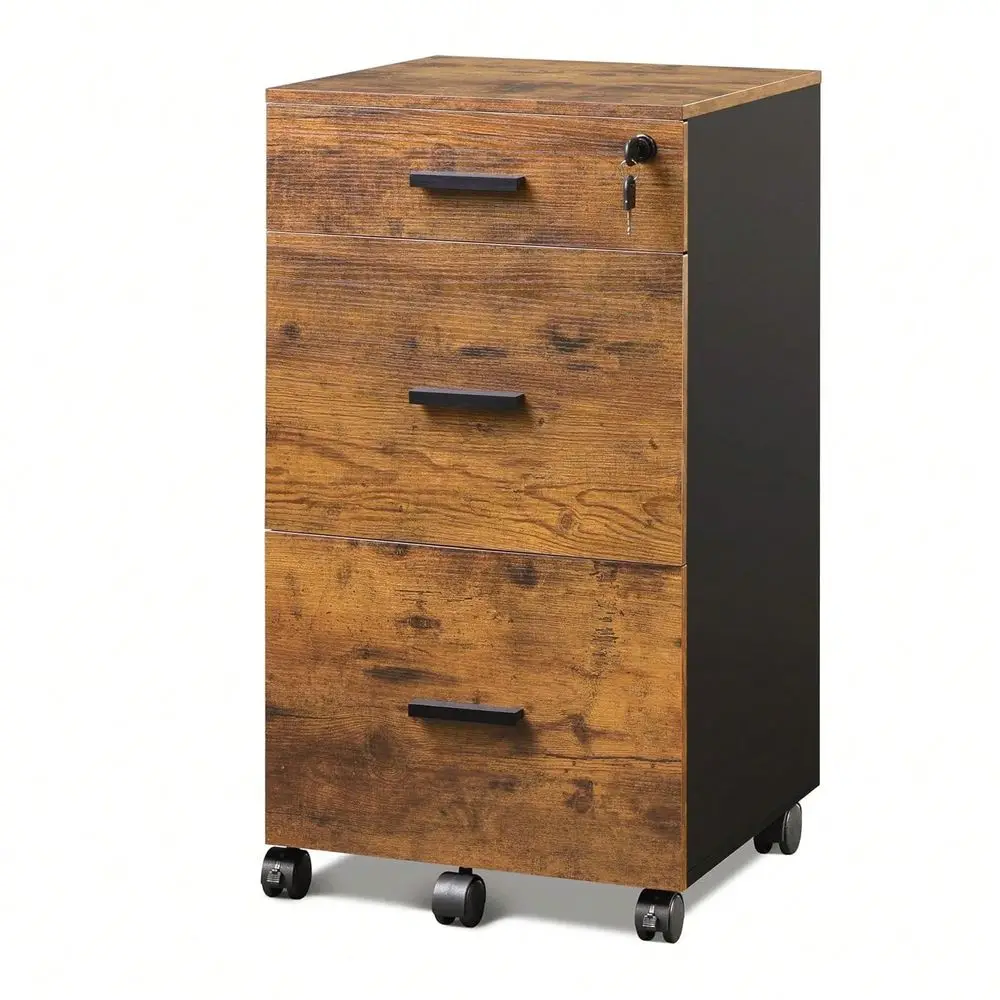 

Office Storage Cabinets And ShelvingCabinet 3Drawer Rolling Wood Cabinet For Home Office With Lock, Fits Letter A4 Size