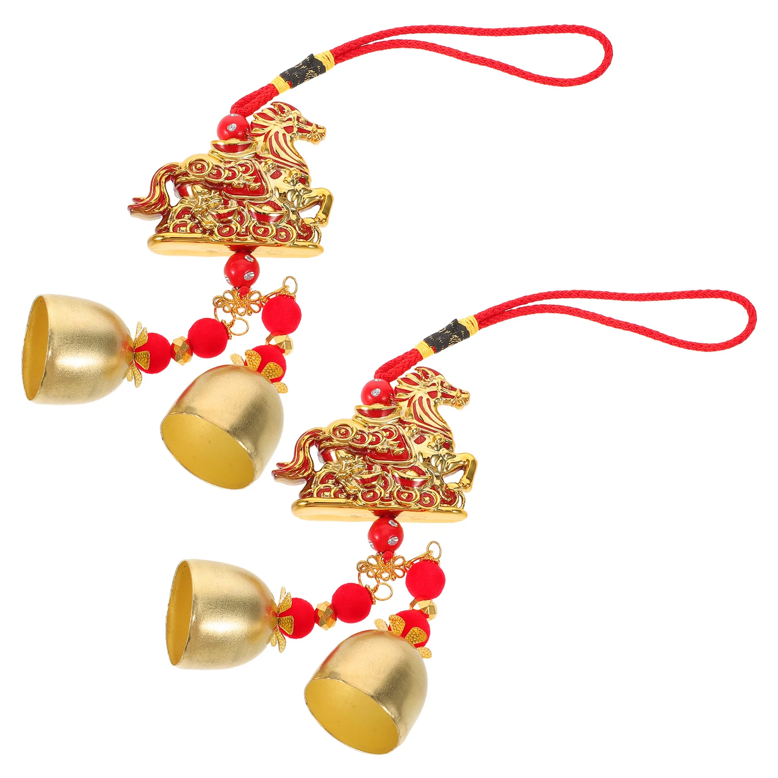 

2pcs 2026 Year Of The Horse Pendant Chinese New Year Wind Chime Hanging Ornament Festival Decor Home Office Lunar Spring