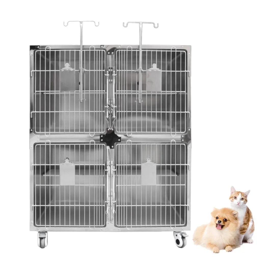 Vet Hospital Clinic Equipment 304 Stainless Steel Pet Veterinary Inpatient Animal Dog Cat Cage