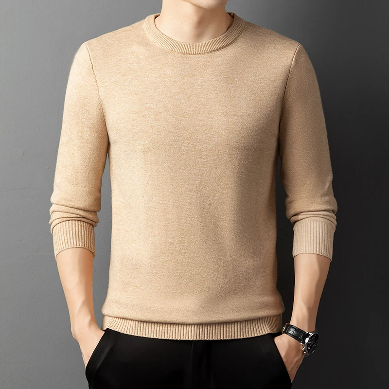 

2025 new long sleeved sweater fashion casual autumn round neck middle-aged and young men round neck knitted sweater base shirt