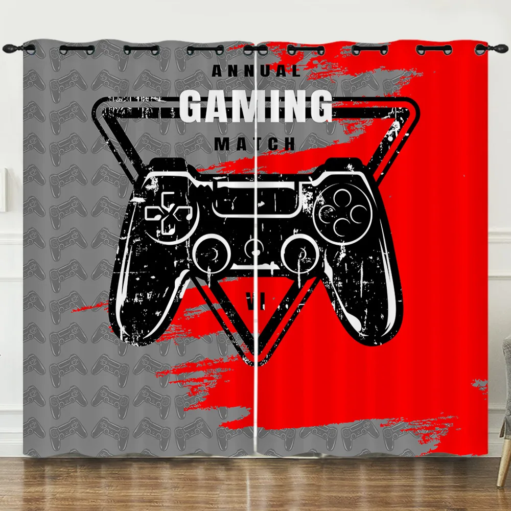 2 Panels Video/TV Cool Game Player Game Handle Printing Curtains for Kids Bedroom Living Room Kicthen Room Decoration Drapes