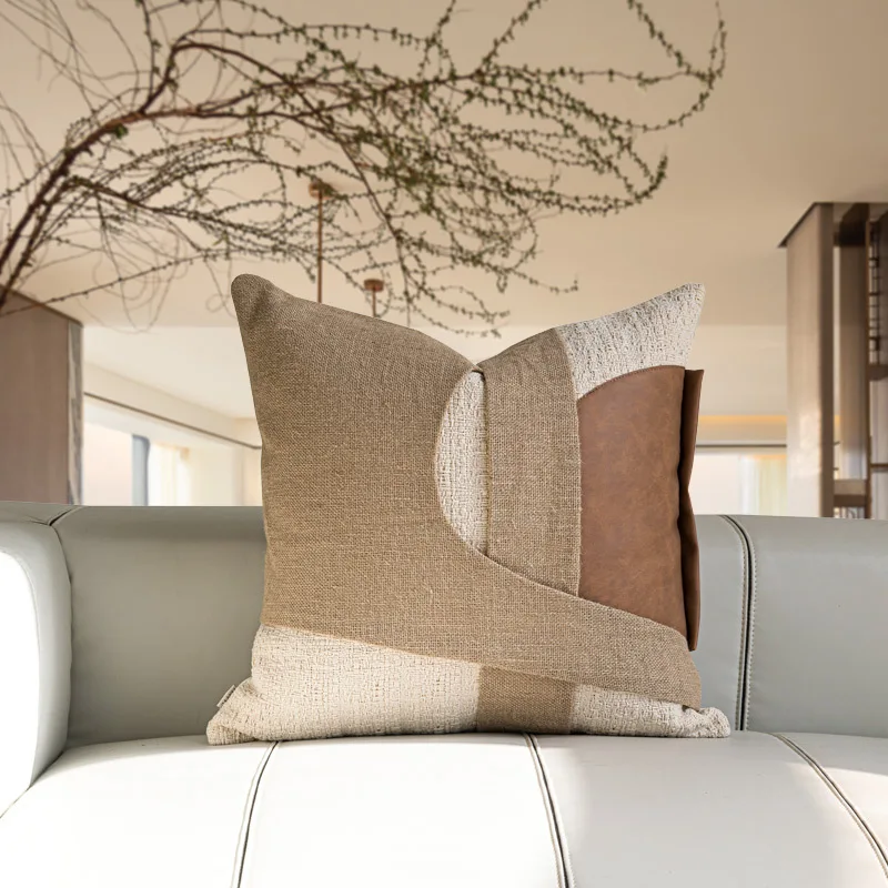 Design Luxury Cushion Cover 30x50 45x45 50x50cm Linen Spliced Square Pillow Case For Home Hotel Bed Living Room Sofa