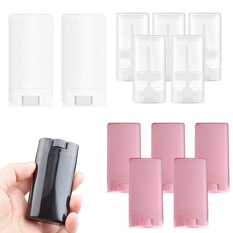 10Items Empty 15g Oval Flat Makeup Lipstick Tube Bottles Deodorant Containers Portable Travel Sample Bottles For DIY Deodorant