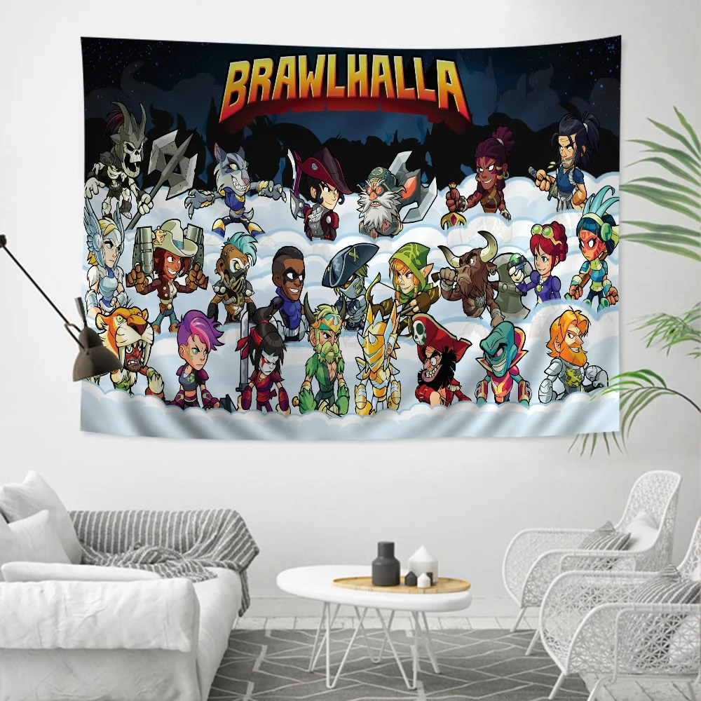 B-Brawlhalla Anime Tapestry Hanging Tarot Hippie Wall Rugs Dorm Home Decor