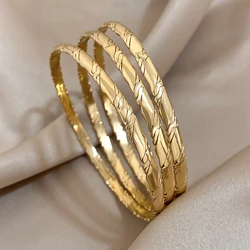 3Pcs/set Gold Color Plain Circle Bracelets Stainless Steel Bangle for Women Cuff Wristband Stackable Waterproof Jewelry Gifts