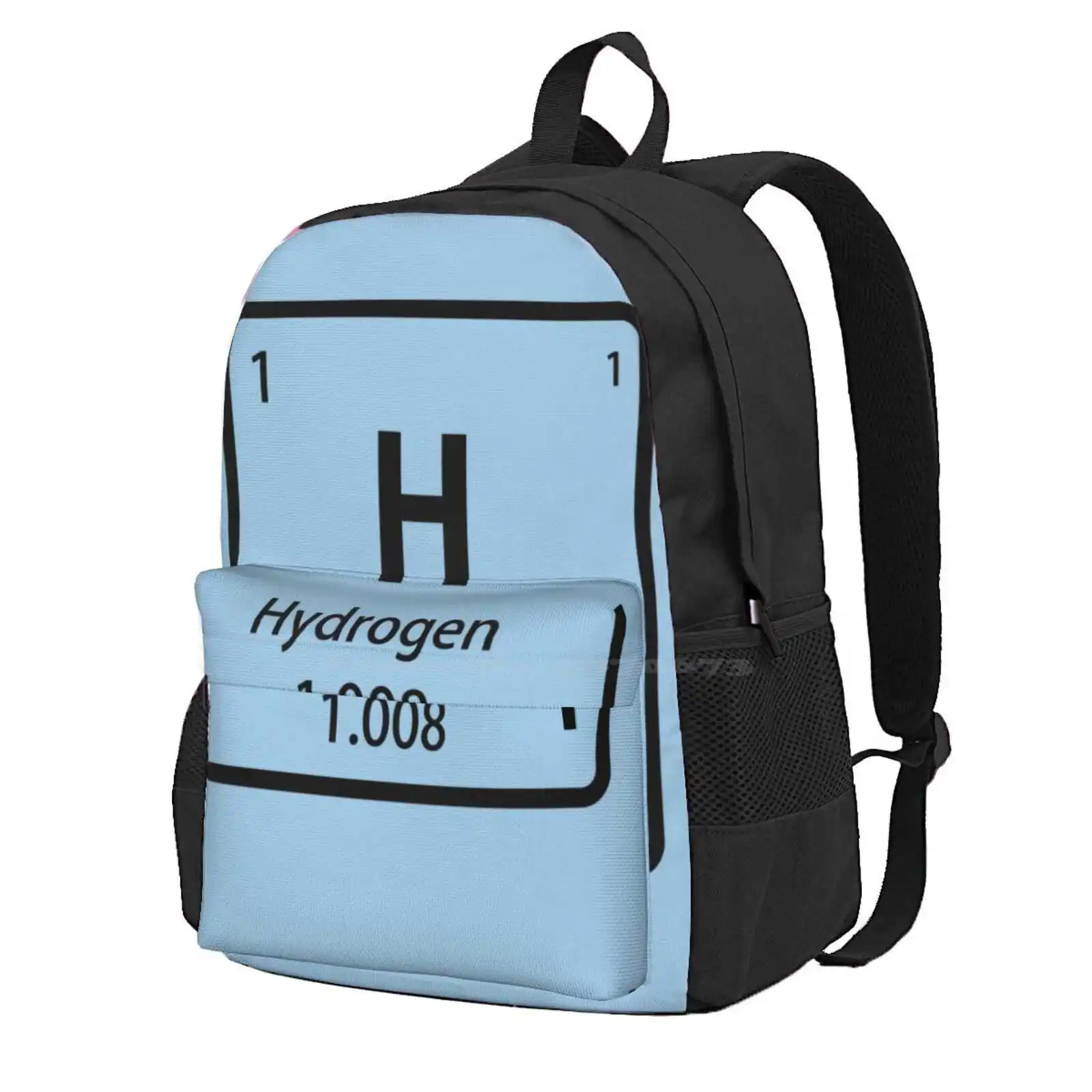 Black Hydrogen Element Tile - Periodic Table Hot Sale Schoolbag Backpack Fashion Bags Hydrogen Element Periodic Table Black And