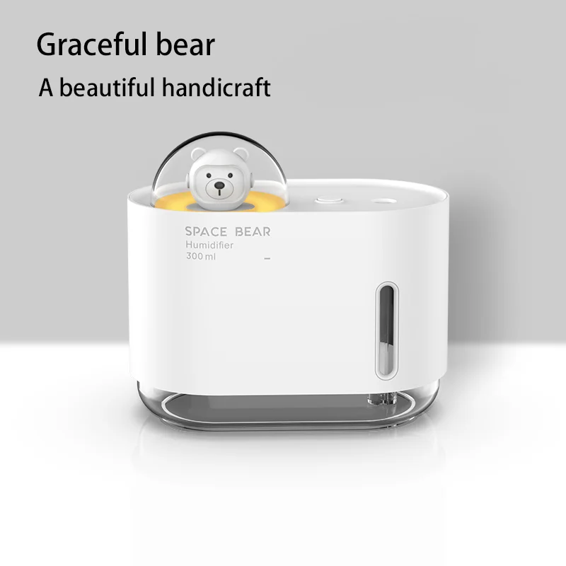 300ML USB Cartoon Space Bear umidificatore portatile incenso Maker Mini Desktop Air atomizzazione umidificatore spruzzatore silenzioso per uso