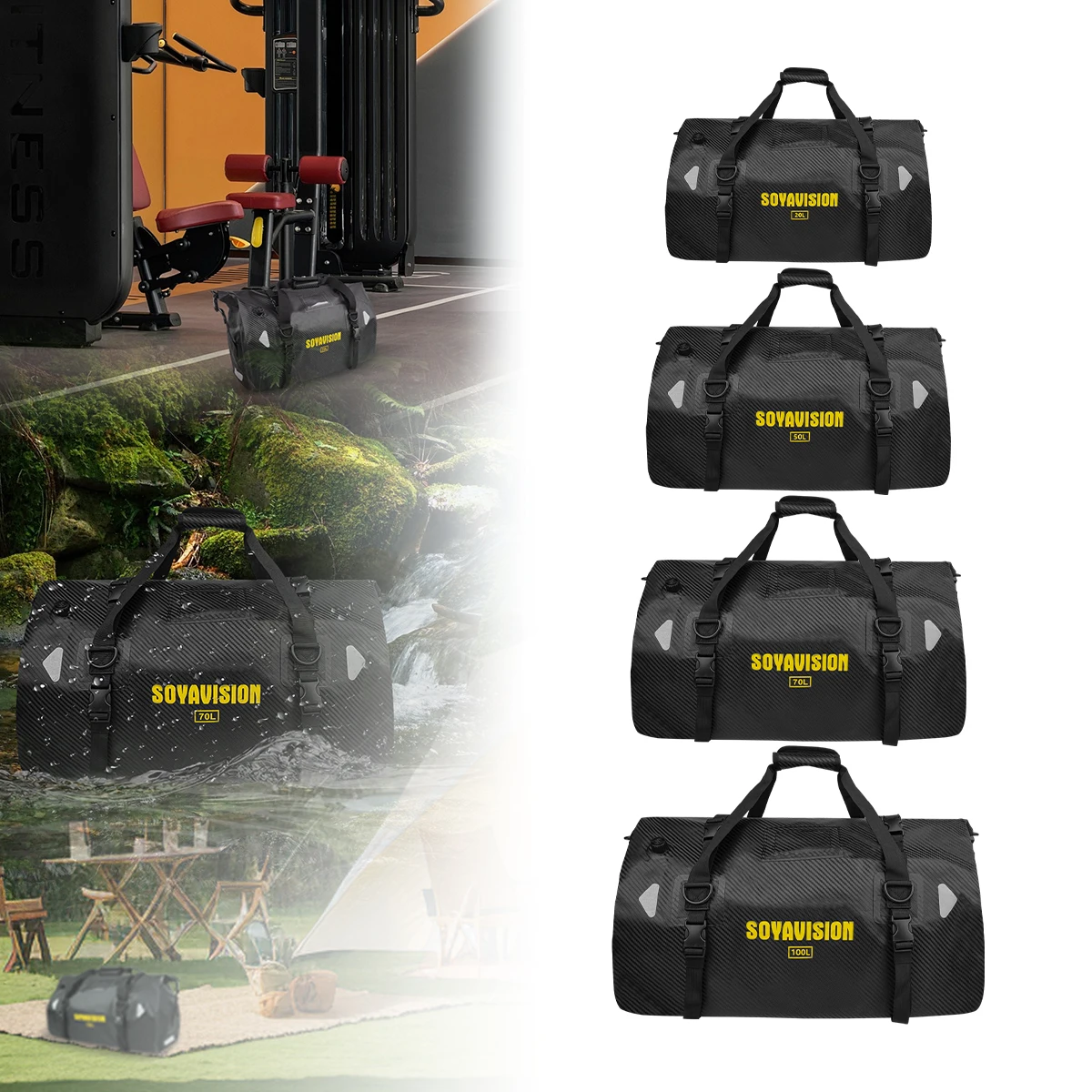 Wasserdichte Motorrad-Rücksitztasche, Reisegepäcktasche, 20 l, 80 l, 100 l, Motorrad, Powersports-Hecktasche, Packtaschen, Reithelmtasche – Detail 23