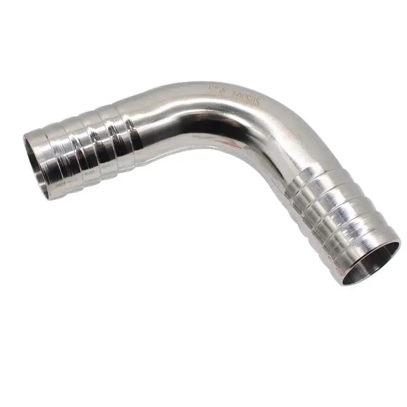 Fit Tube I.D 12.7/16/19/22/25/32/38/45/51/57/63/76/89mm Hose Barbed 304 Stainless Steel Fitting Pipe Degree Sanitary 90 Elbow