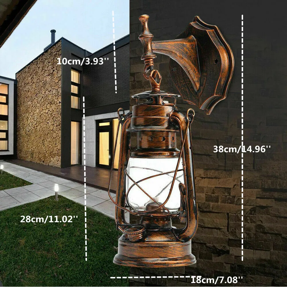 

Wall Light Retro Lantern Antique Vintage Rustic Lamp Wall Sconce Porch Light Fixture E27 US