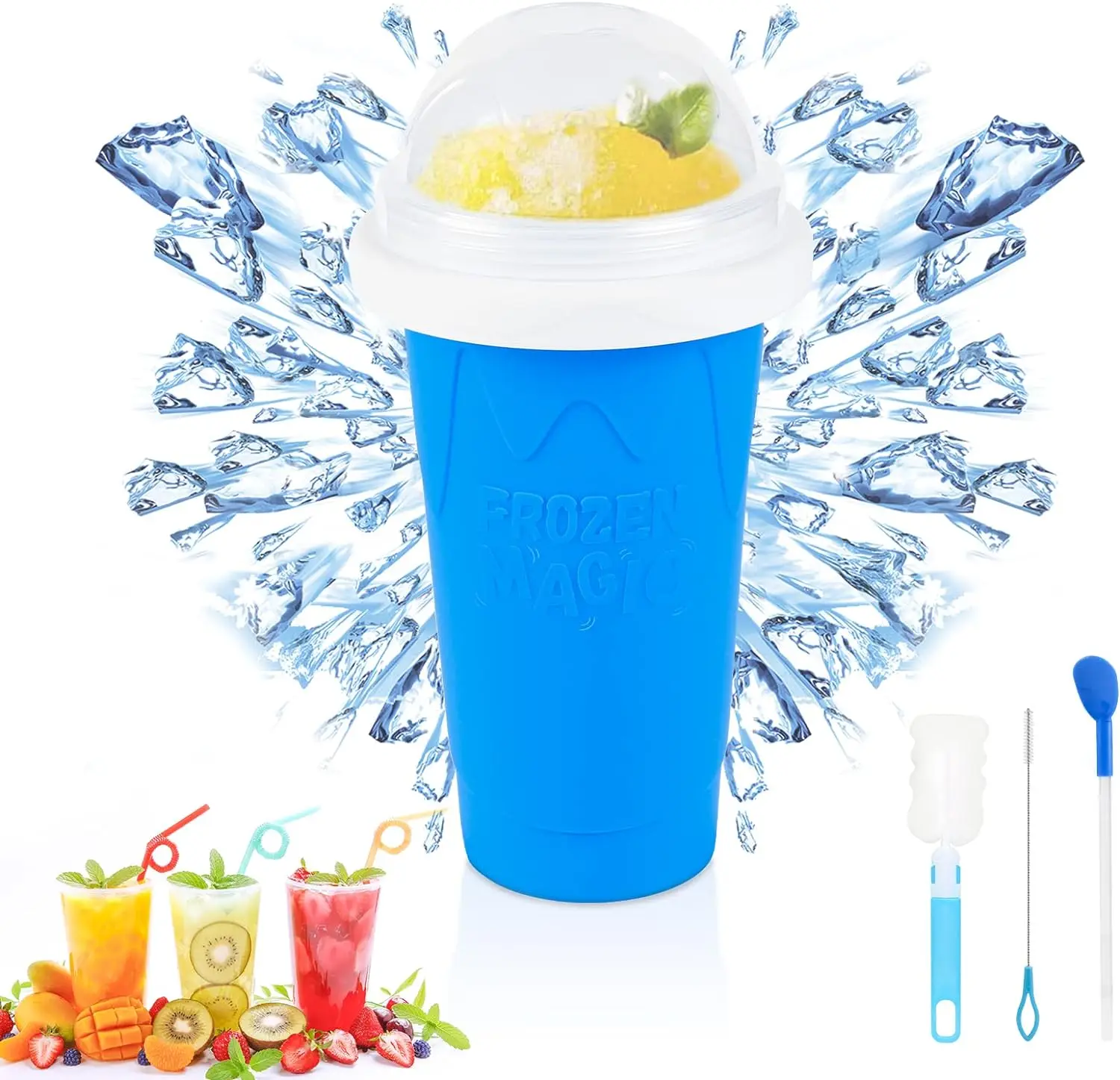 Tasse de Smoothie faite maison, bouteille de Milkshake de crème glacée congelée rapide, tasse glacée