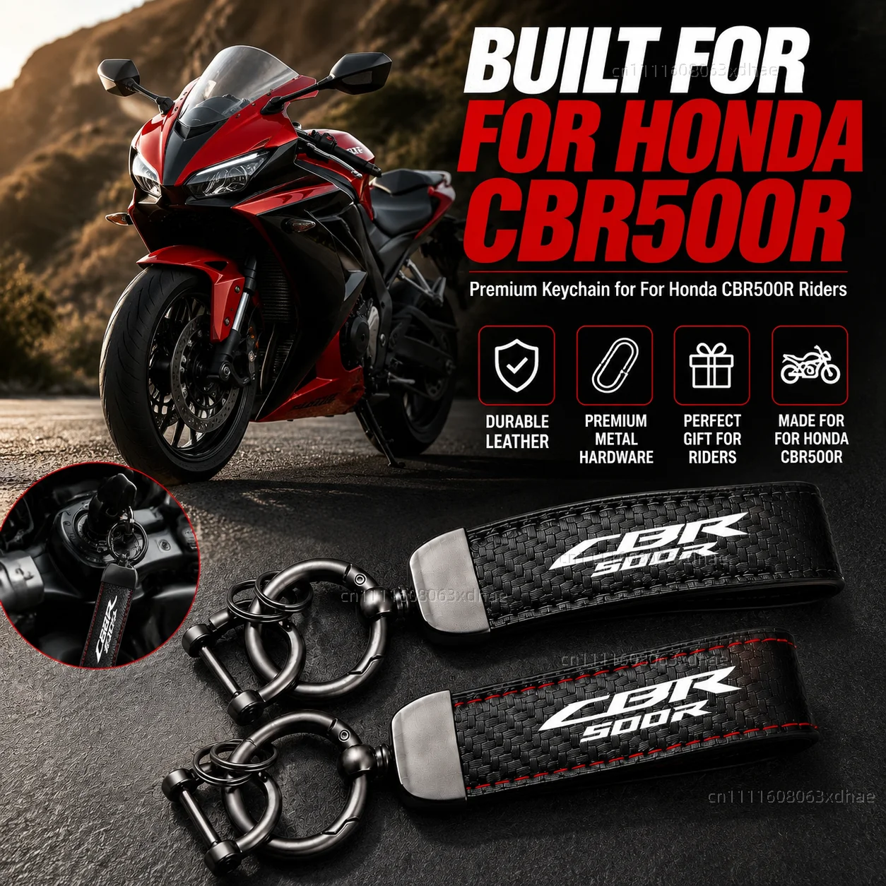 

High-Grade Leather Motorcycle Keychain Holder Keyring Accessories For Honda CBR500R CBR 500R CBR 500 R 2016-2020 2021 2022