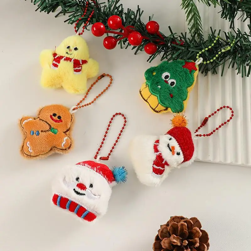 Cartoon Kerst Sleutelhanger Pluche Kerstman Sneeuwpop Hanger Rugzak Hangend Ornament Kerstmis Nieuwjaar Feestcadeau