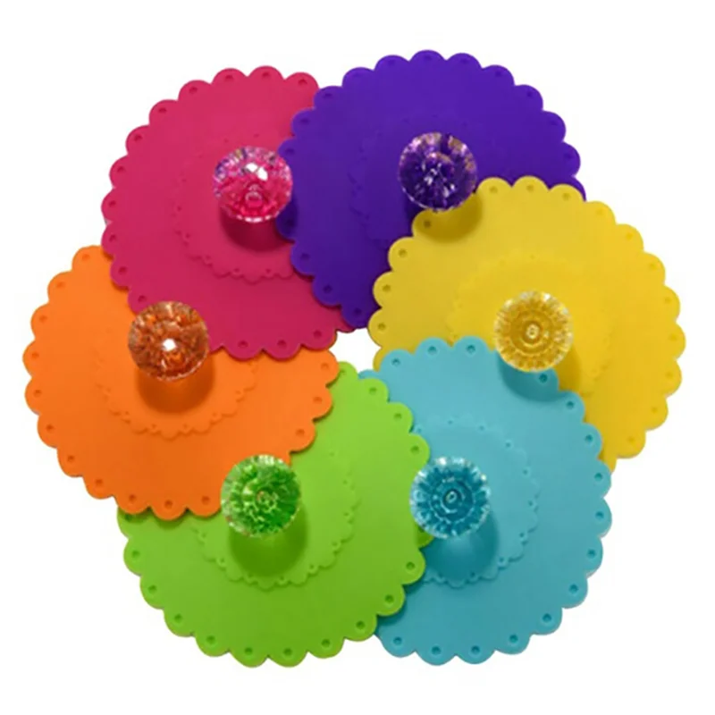 

ABKW-60PCS New Cute Anti-Dust Silicone Glass Cup Cover Coffee Mug Suction Seal Lid Cap Food Grade Creative Round Mug Cover