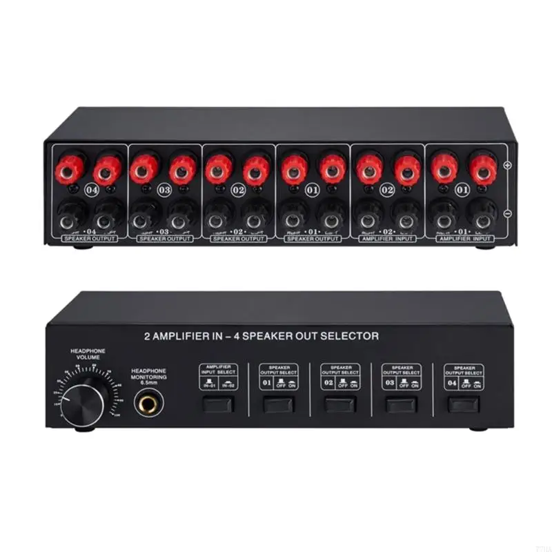 77HA STEREO AMP AMPPLIFIER / SPEAKER SELECTOR FLOX ، 2 في 4 Out Switcher مقارنة 2 أمبير أو مكبر صوت