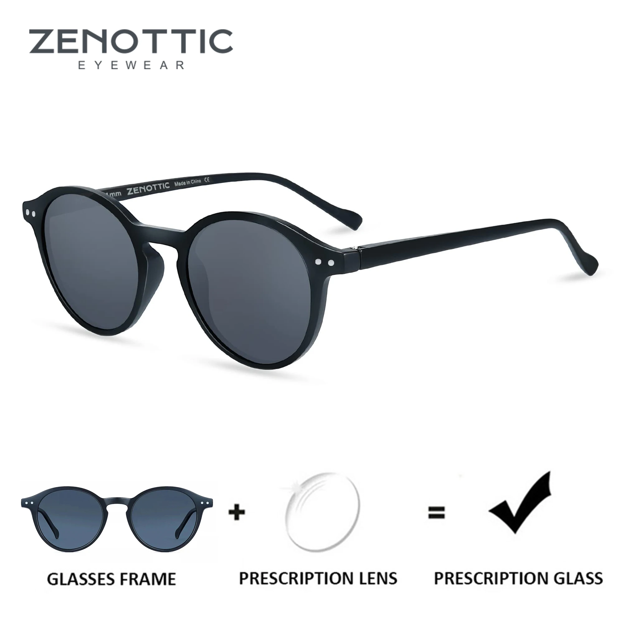 

ZENOTTIC Retro Round Polarized Prescription Sunglasses for Men Women Circular Myopia Glasses Progressive Optical Sun Glasses