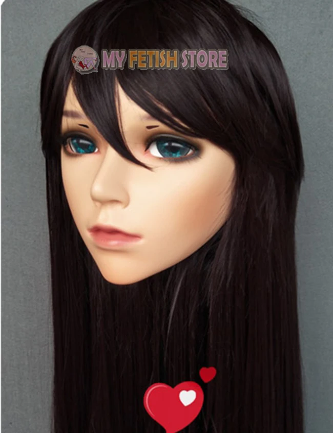 (Chen-03) Junge/Männlich/Mann Harz Halbkopf Kigurumi Crossdress Cosplay Japanische Anime Rolle Maske Mit Augen Und Perücke