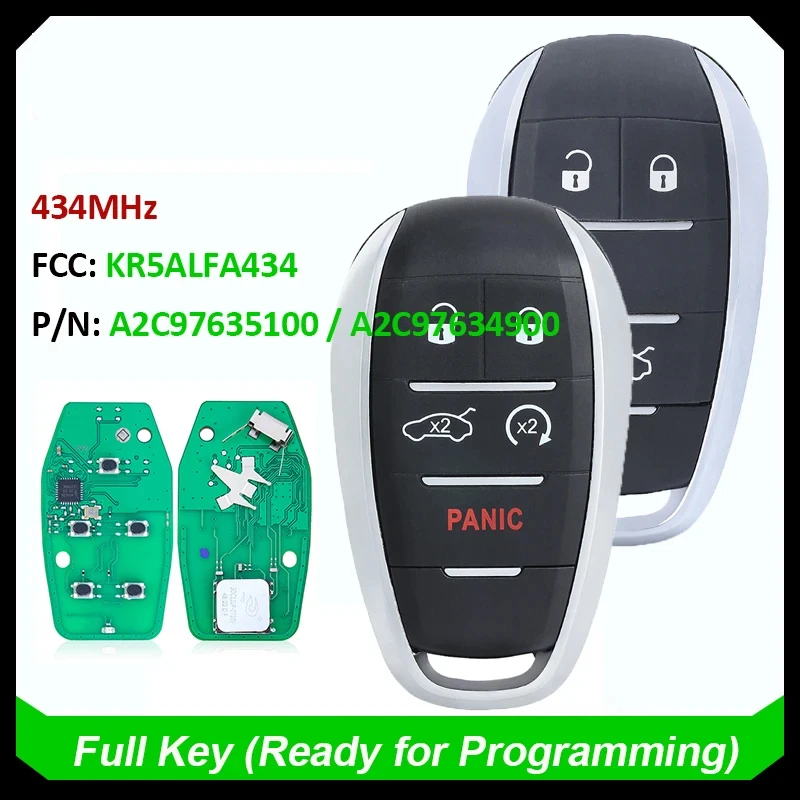 

Keyless remote smart key fob 433MHz 4A chip for Alfa Romeo Giulia Stelvio 2017 2020 kr5alfa434 a2c97635100/a2c97634900