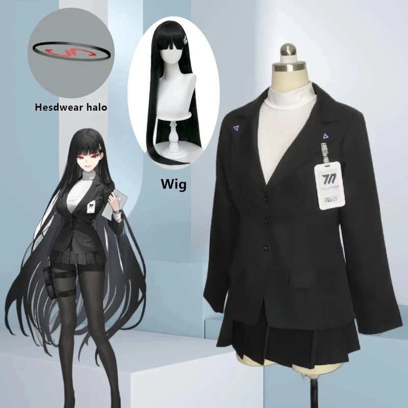 

Blue Archive Tsukatsuki Rio Games Cosplay Costume JK Uniforms Suit Long Black Headwear Halo Halloween Party Accessories 2026