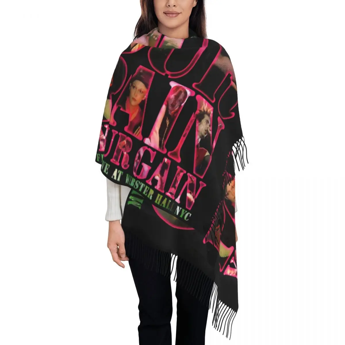 Custom Msi Mindless Punk Rock Self Indulgence Our Pain Your Gain Scarf for Women Stylish Winter Wrap Shawl Electro Tassel Wraps