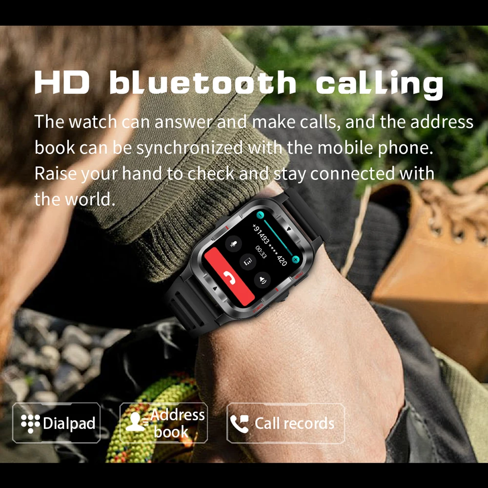 العسكرية الجديدة GPS الرياضة ساعة ذكية الرجال 480mAh بطارية مصباح ليد جيب 100 + أوضاع رياضية بلوتوث دعوة مقاوم للماء Smartwatch #5