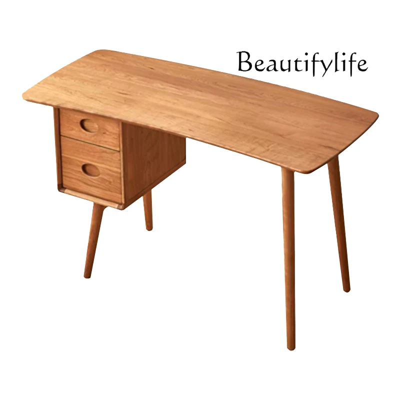 

simple desk Scandinavian Japanese-style bedroom desk Computer table Wabi Sansa wind cherry wood small apartment study table